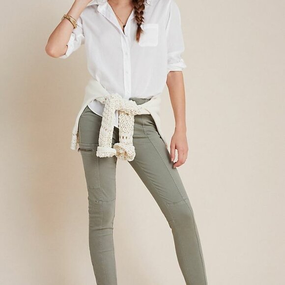 Anthropologie Pants Size 27 Jefferson Moto Utility Trouser Cargo Sage Green - Picture 1 of 6